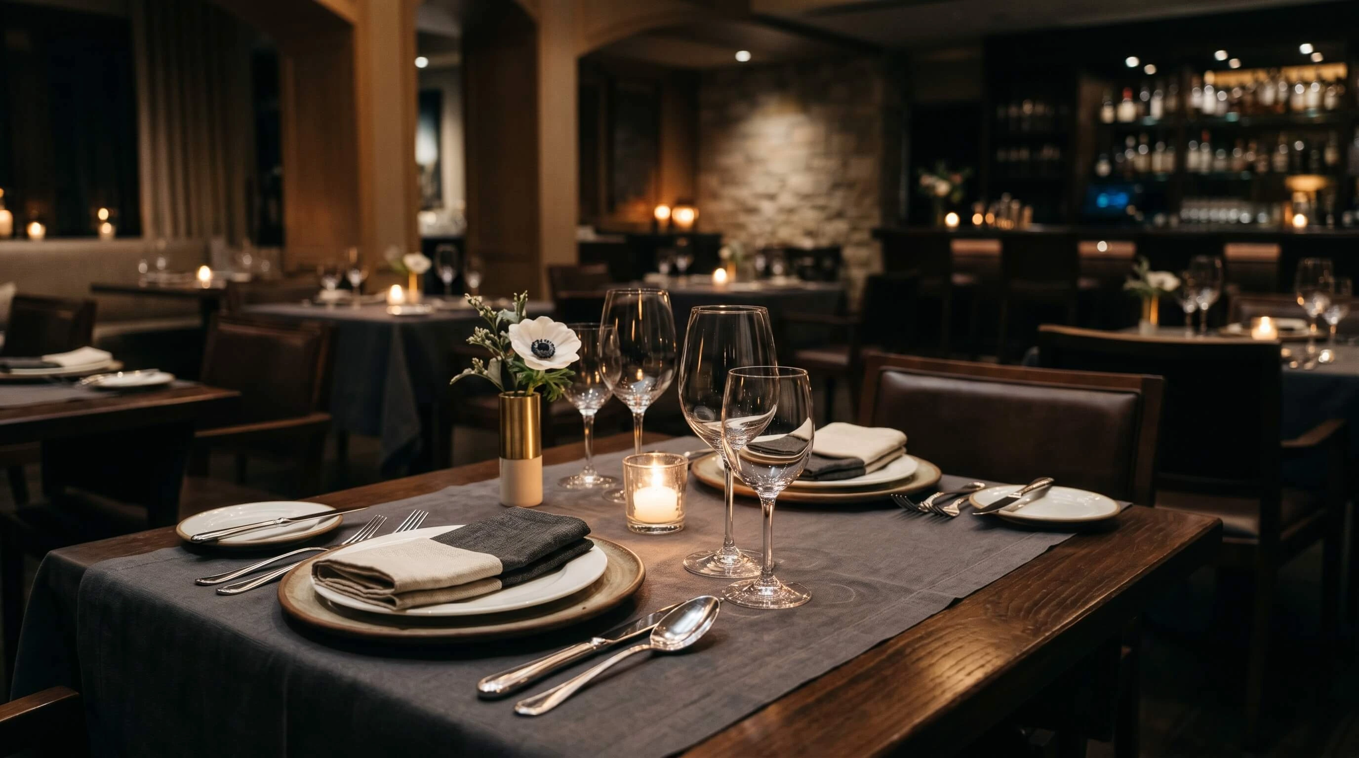 Fine dining interieur en tafelschikking waarin reserveringsrust en sfeer samenkomen