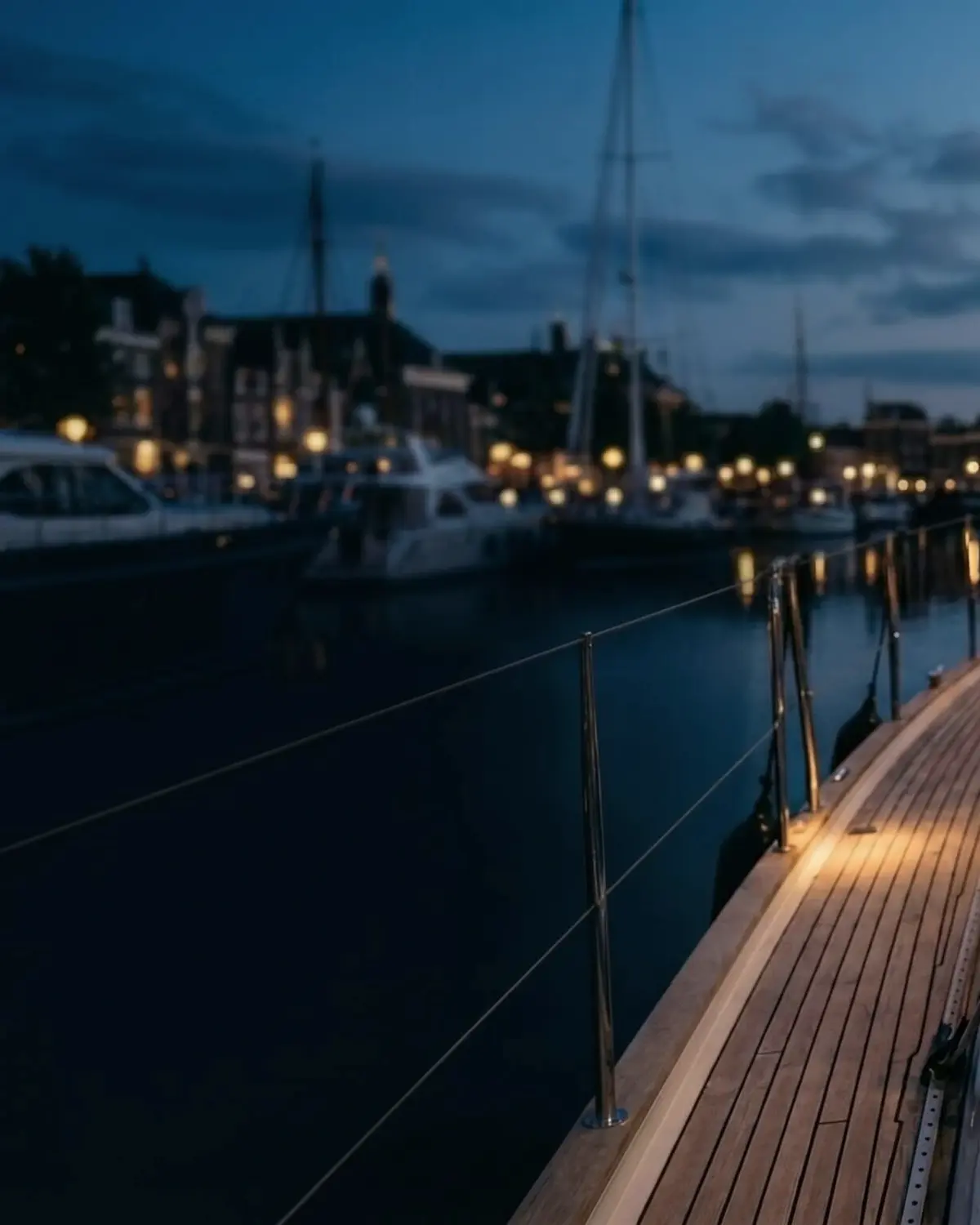 Yacht at the quay in evening light